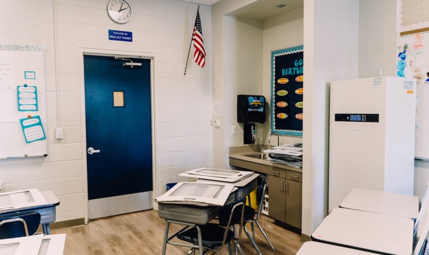 classroom with portable air conditioner