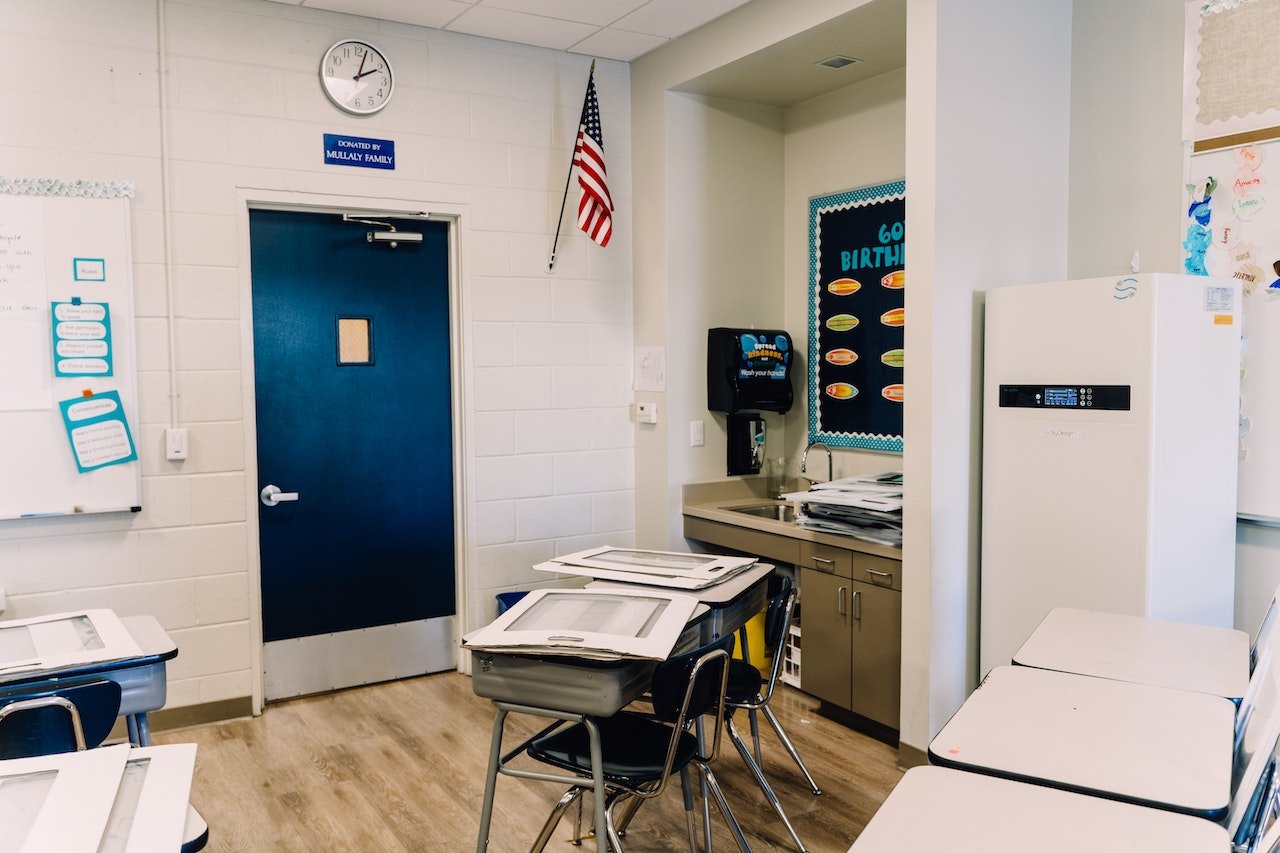 classroom with portable air conditioner